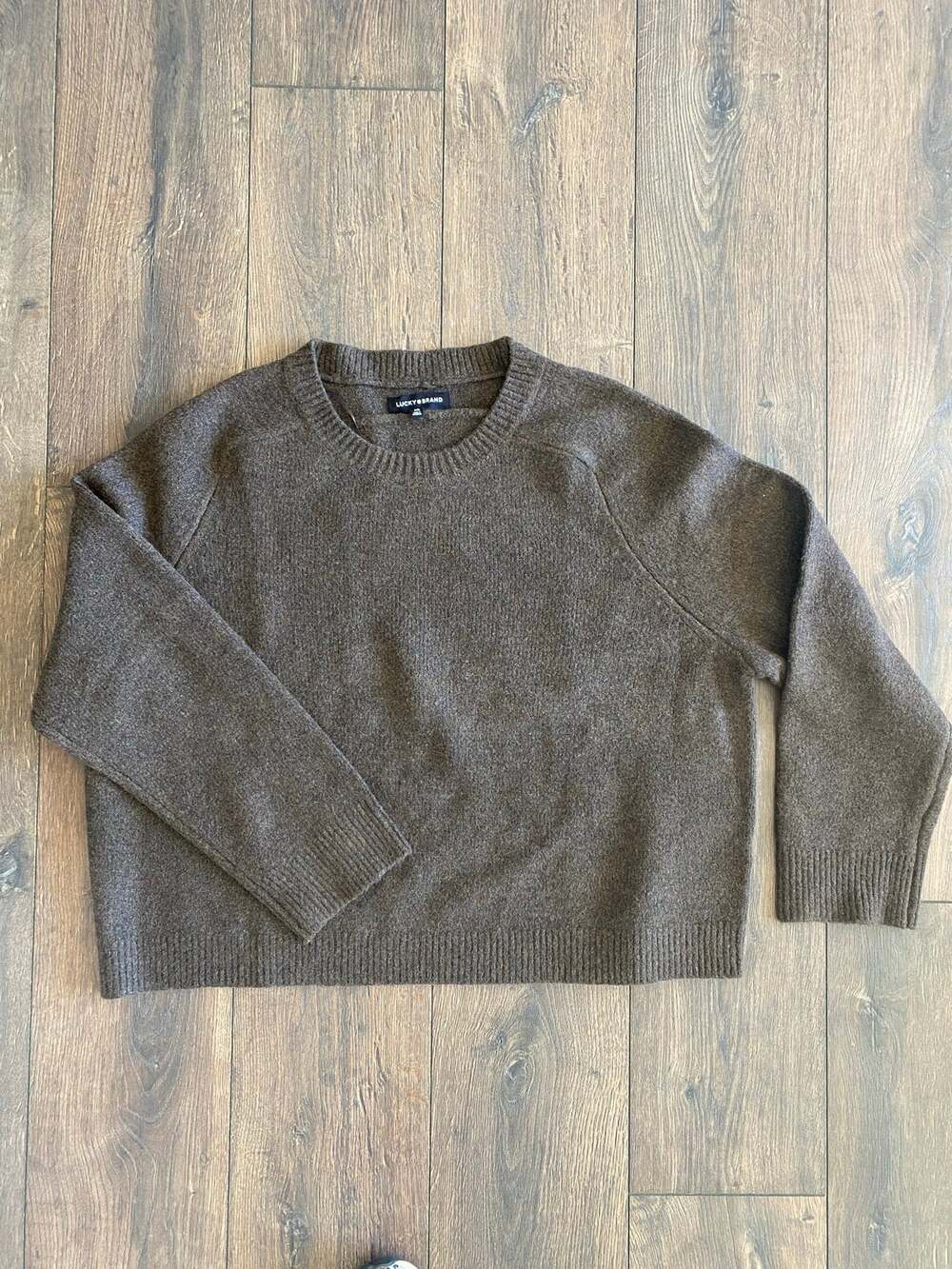 Lucky Brand Women’s XXL Brown Heather Crewneck Raglan Sleeve Soft Knit Sweater